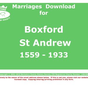 Boxford St Andrew Marriages 1559-1933 (Download) D1483