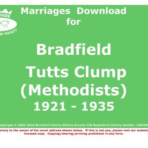 Bradfield Tutts Clump (Methodists) Marriages 1921-1935 (Download) D1485
