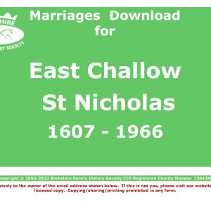 Challow, East St Nicholas Marriages (Download) D1494