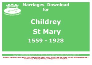 Childrey St Mary Marriages 1559-1928 (Download) D1499