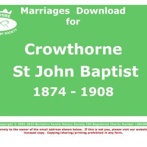 Crowthorne St John the Baptist Marriages 1874-1908 (Download) D1511