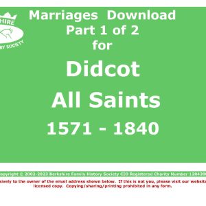 Didcot All Saints Marriages 1571-1937 (Download) D1513 Part 1 of 2