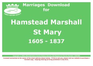 Hamstead Marshall St Mary Marriages 1605-1837 (Download) D1526
