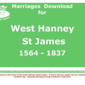 Hanney, West St James the Great Marriages 1564-1837 (Download) D1527