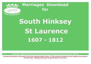 Hinksey, South St Lawrence Marriages (Download) D1533