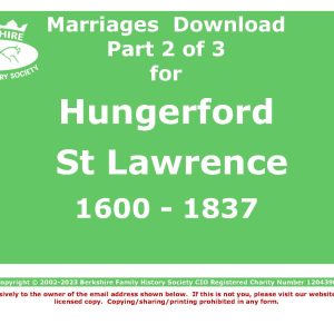Hungerford St Lawrence Marriages (Download) D1534 Part 2 of 3