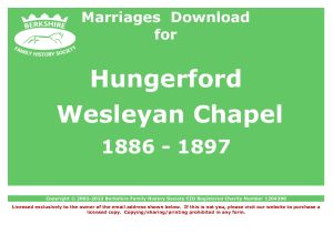 Hungerford Wesleyan Chapel Marriages 1886-1897 (Download) D1535
