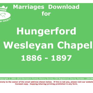 Hungerford Wesleyan Chapel Marriages 1886-1897 (Download) D1535