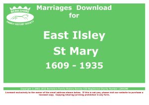 Ilsley, East St Mary Marriages 1609-1935 (Download) D1538