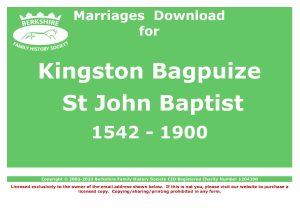 Kingston Bagpuize St John the Baptist Marriages (Download) D1541