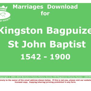 Kingston Bagpuize St John the Baptist Marriages (Download) D1541