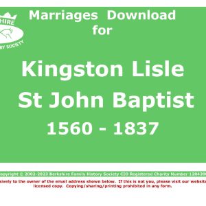Kingston Lisle St John the Baptist Marriages (Download) D1542