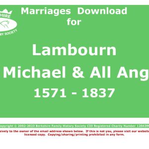 Lambourn St Michael & All Angels Marriages 1571-1837 (Download) D1544