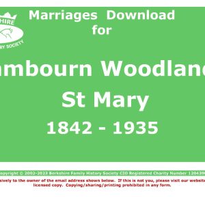 Lambourn Woodlands St Mary Marriages 1842-1935 (Download) D1545