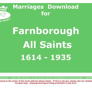 Farnborough All Saints Marriages 1614-1935 (Download) D1563