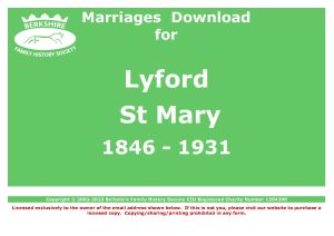 Lyford St Mary Marriages 1846-1931 (Download) D1567
