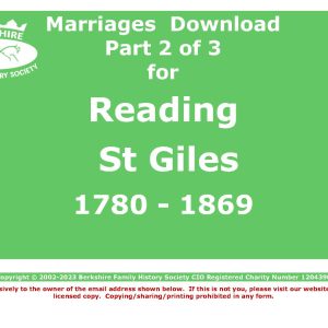 Reading St Giles Marriages 1780-1869 (Download) D1569 Part 2 of 3