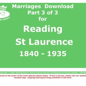Reading St Laurence Marriages 1840-1935 (Download) D1572 Part 3 of 3