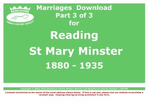 Reading St Mary Minster Marriages 1880-1935 (Download) D1574 Part 3 of 3