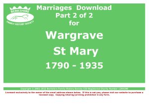 Wargrave St Mary Marriages 1790-1935 (Download) D1576 Part 2 of 2