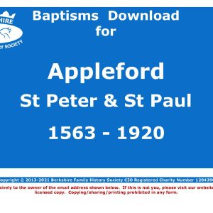 Appleford St Peter & St Paul Baptisms 1563-1920 (Download) D1579