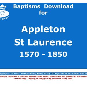 Appleton St Laurence Baptisms 1570-1850 (Download) D1580