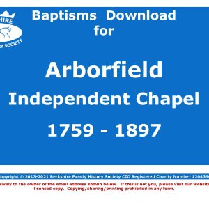Arborfield Independent Chapel Baptisms 1759-1897 (Download) D1581