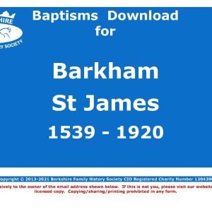 Barkham St James Baptisms 1539-1920 (Download) D1588