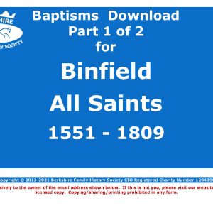 Binfield All Saints Baptisms 1551-1809 (Download) D1595 (Part 1 of 2)