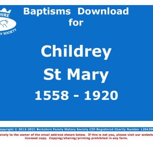 Childrey St Mary Baptisms 1558-1920 (Download) D1614