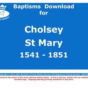 Cholsey St Mary Baptisms 1541-1851 (Download) D1616