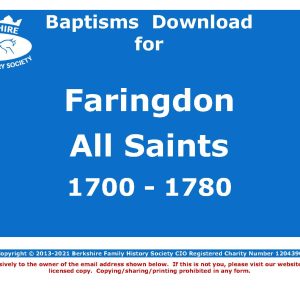 Faringdon All Saints Baptisms 1700-1780 (Download) D1635