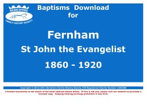 Fernham St John Evangelist Baptisms 1860-1920 (Download) D1638