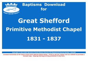 Shefford, Great Primitive Methodist Chapel Baptisms 1831-1837 (Download) D1640