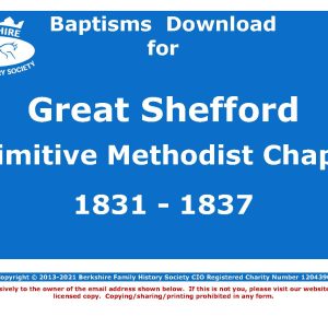 Shefford, Great Primitive Methodist Chapel Baptisms 1831-1837 (Download) D1640