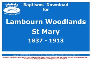 Lambourn Woodlands St Mary Baptisms 1837-1913 (Download) D1650