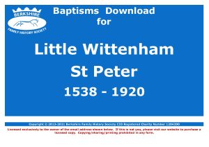 Wittenham, Little St Peter Baptisms 1538-1920 (Download) D1653