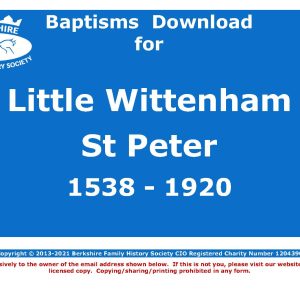 Wittenham, Little St Peter Baptisms 1538-1920 (Download) D1653
