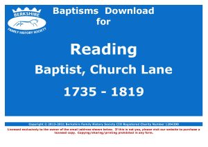 Reading Baptist Church Lane Baptisms 1735-1819 (Download) D1671