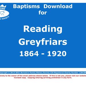 Reading Greyfriars Baptisms 1864-1920 (Download) D1672