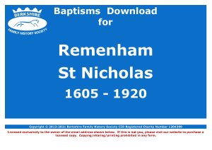 Remenham St Nicholas Baptisms 1605-1920 (Download) D1685