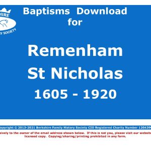 Remenham St Nicholas Baptisms 1605-1920 (Download) D1685