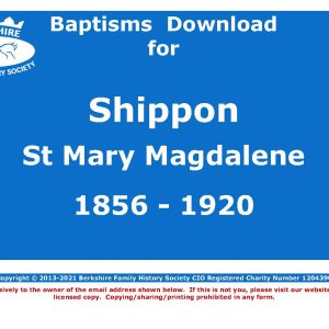 Shippon St Mary Magdalene Baptisms 1856-1920 (Download) D1686