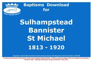 Sulhampstead Bannister St Michael Baptisms 1813-1920 (Download) D1697