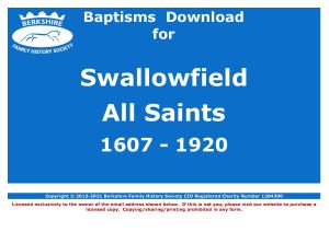 Swallowfield All Saints Baptisms 1607-1920 (Download) D1701