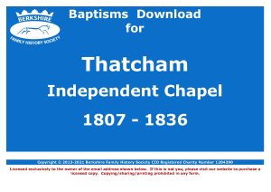 Thatcham Independent Chapel Baptisms 1807-1836 (Download) D1702