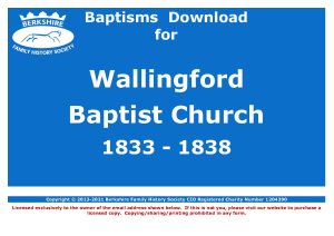 Wallingford Baptist Church Baptisms 1833-1838 (Download) D1708