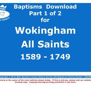 Wokingham All Saints Baptisms 1589-1749 (Download) D1726 (Part 1 of 2)