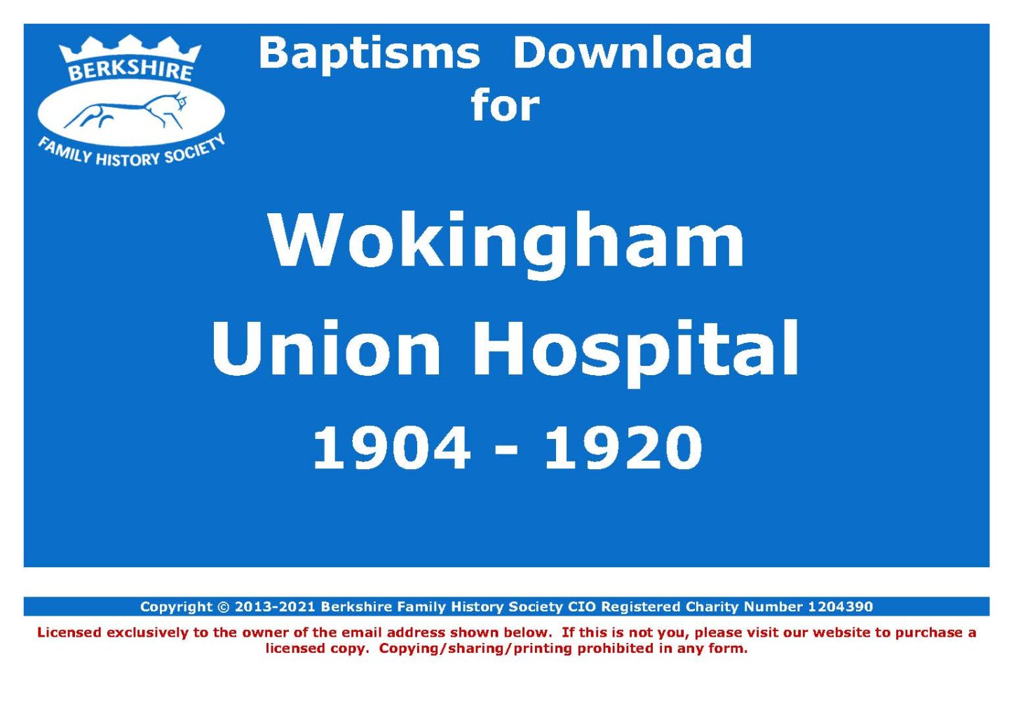 Wokingham Union Hospital Baptisms 19041920 (Download) D1728