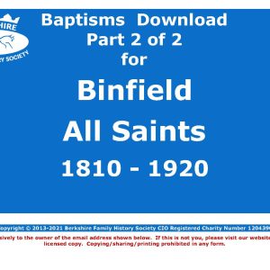 Binfield All Saints Baptisms 1810-1920 (Download) D1732 (Part 2 of 2)
